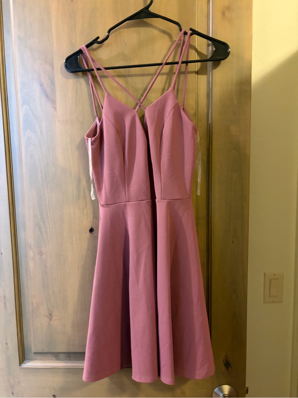 Love Culture Mauve-Pink Double-Strap Fit & Flare Mini Dress